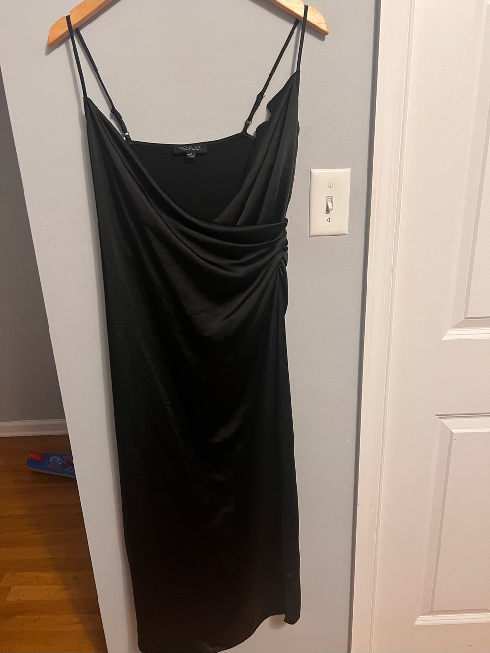 Black Draped Slip Dress